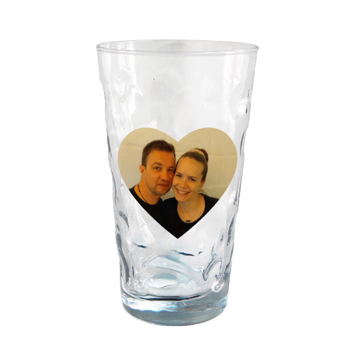 Dubbeglas mit Foto Herzform